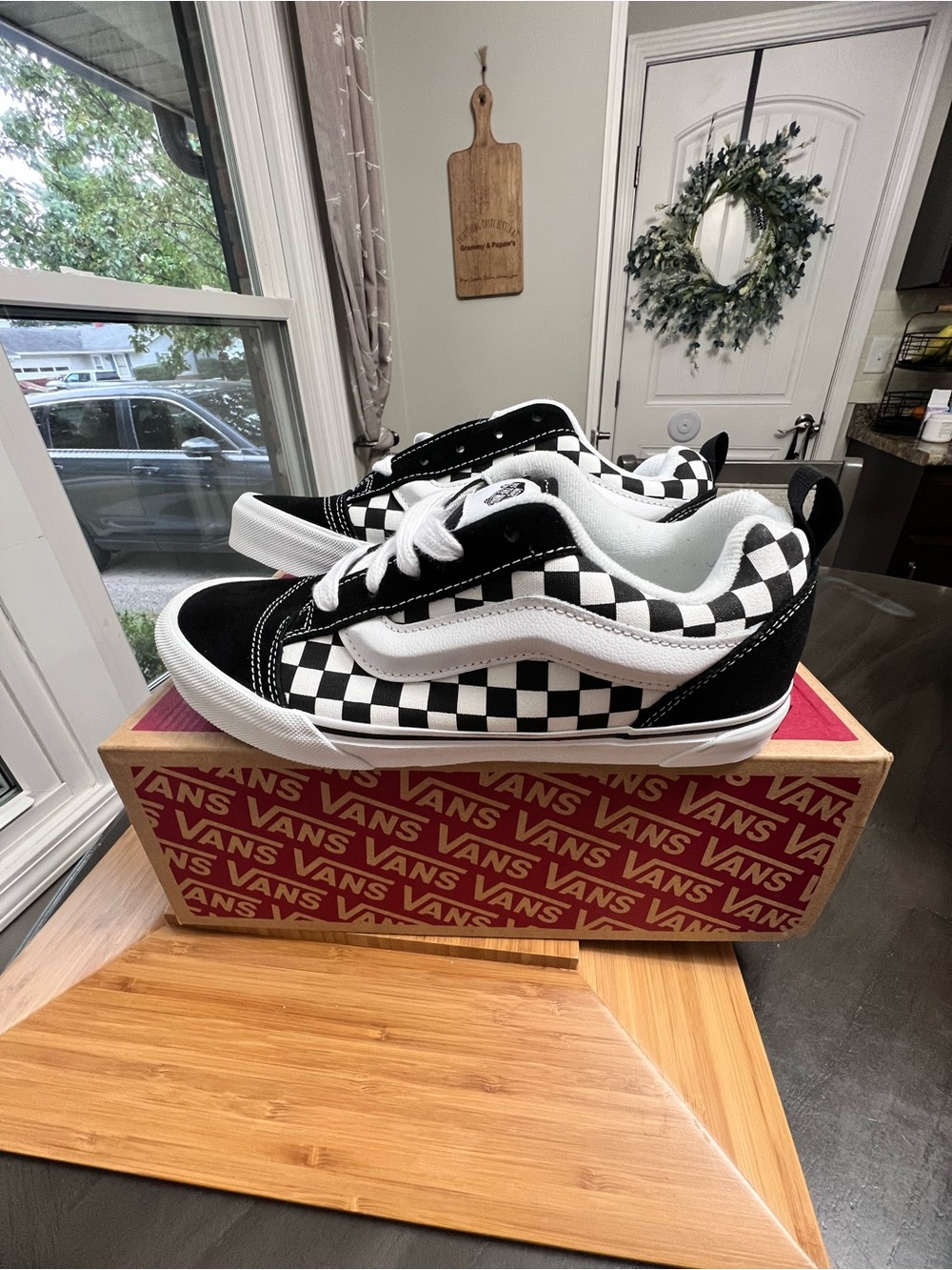 Vans Kids Size 6  Checkerboard Old Skool Sneakers - Black/White